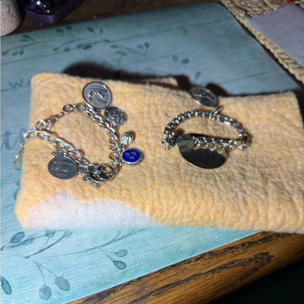 Chic Silver Coin Charm Bracelet 925 sterling silver bracelet